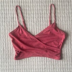 Victoria's Secret - Deep Coral/Pink Wrap Camisole Cropped Top, Size XS